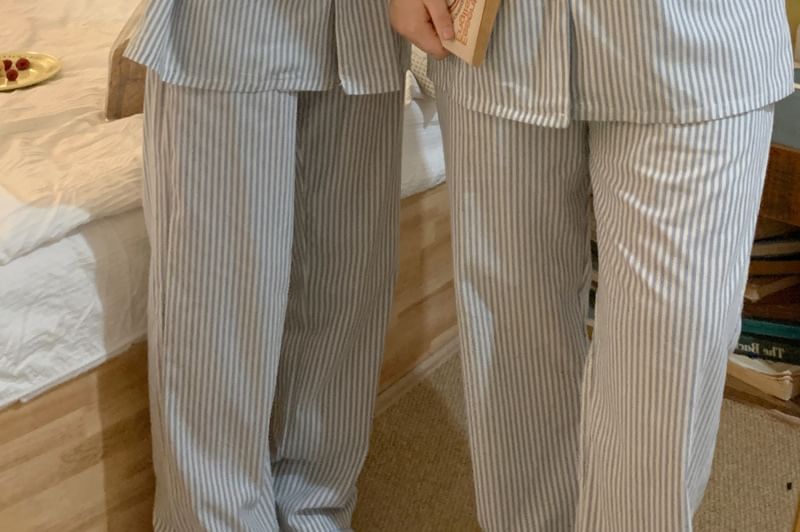 Sadelle - Bijpassende pyjamaset voor koppels: gestreepte top met lange mouwen + broek (verschillende ontwerpen)