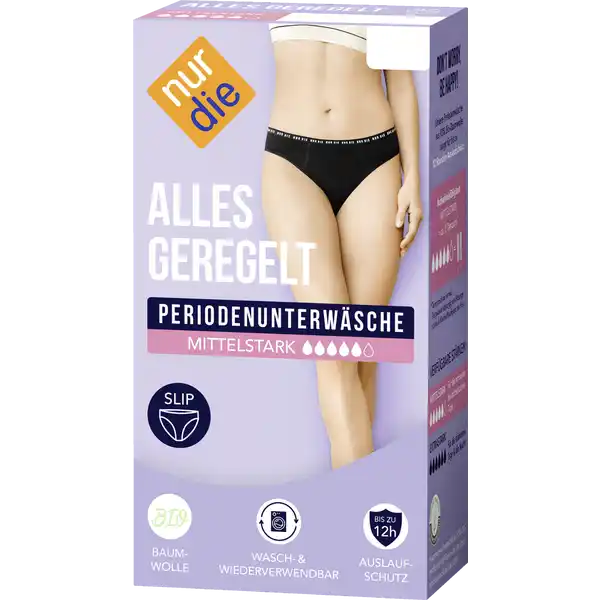 Periodenunterwäsche Slip mittelstark schwarz Gr. S 36-38