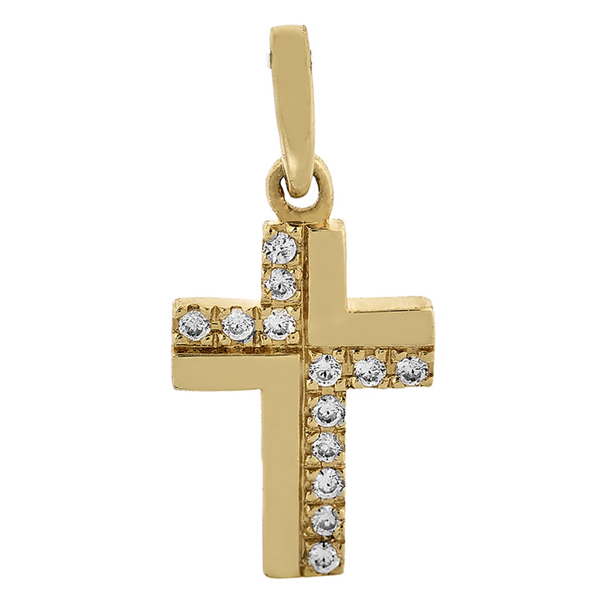 Pendentif Brillaxis croix or jaune diamants