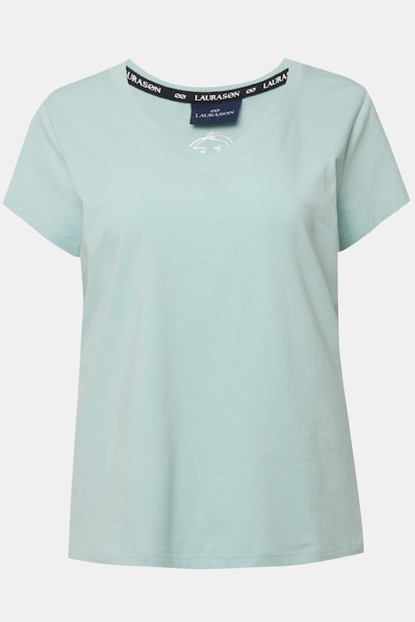 T-Shirt, kleiner Knoten Print, V-Ausschnitt, Halbarm, OEKO-TEX MIG