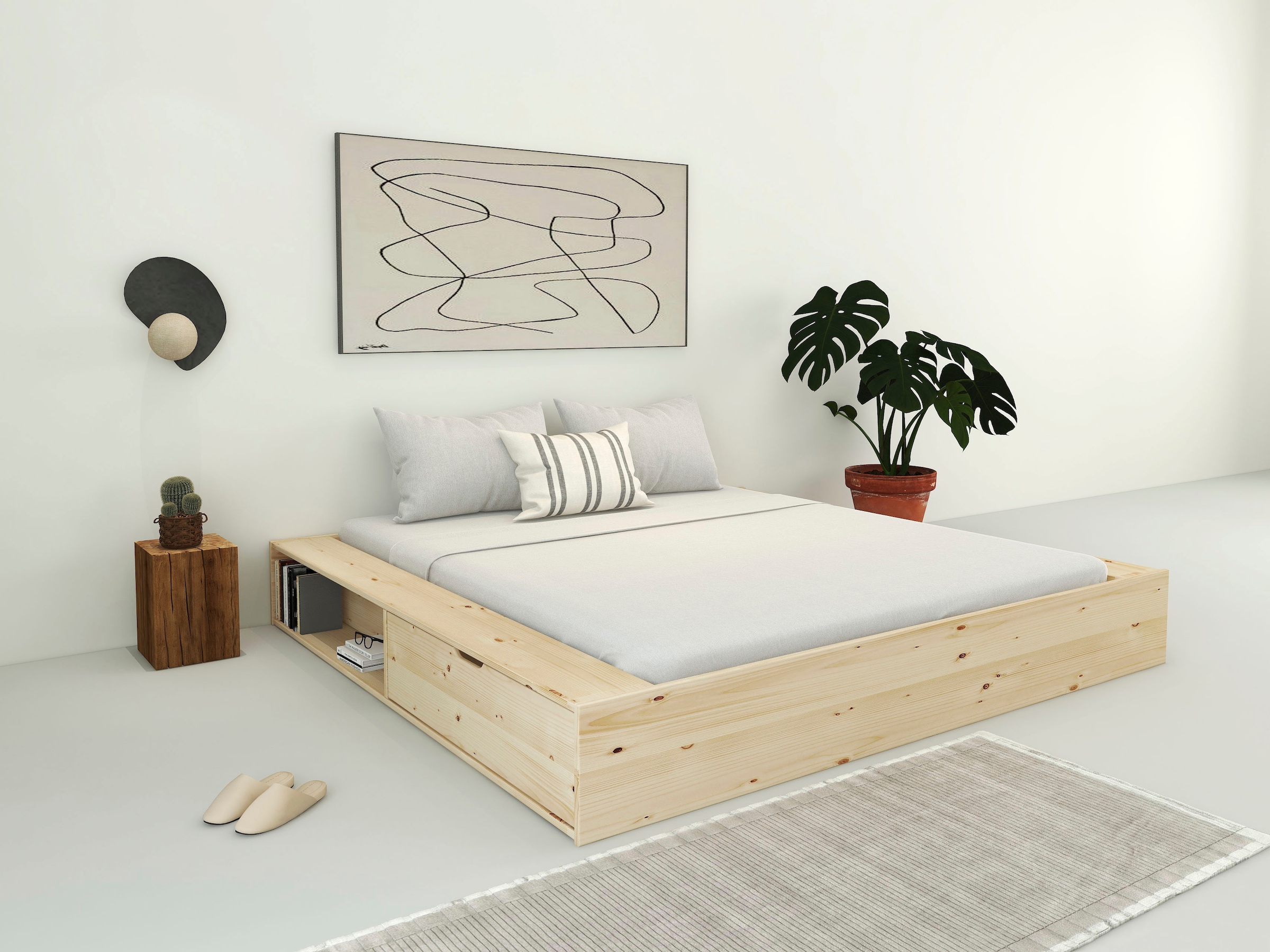 Home affaire Massivholzbett »Erno, OTTOs Choice, TOPSELLER, Stauraumbett Futonbett, 275KG belastbar« Breite/ Belastbarkeit: 120cm/275 KG, 180cm/275 KG,  mit Lattenrost, FSC® zertifiziert, viel Stauraum + Ablagen