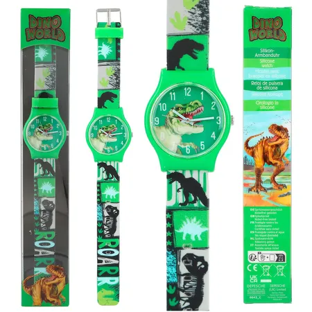 Depesche Dino World Silikon-Armbanduhr, 1 Stück, 2-fach sortiert