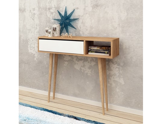 CONCEPT1 - Console Oseyo chêne blanc 100 x 30 x h94cm
