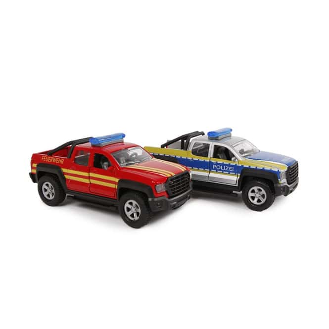 Pick Up Polizei und Feuerwehr - mit Licht und Sound - Pull Back