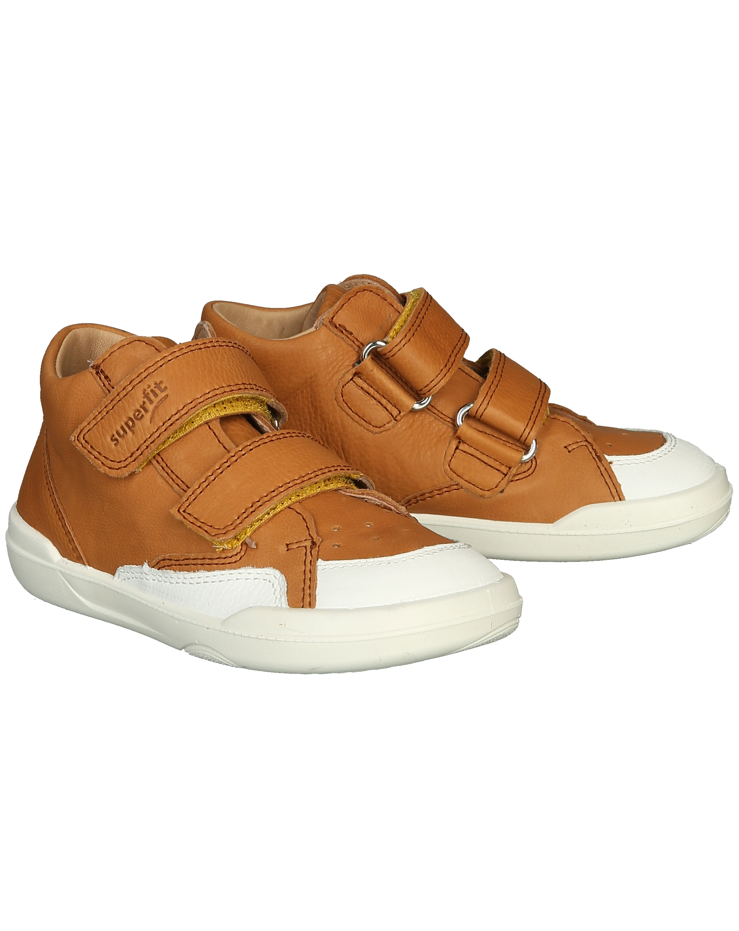 Leder-Lauflernschuhe SUPERFREE - BOY in braun/weiß