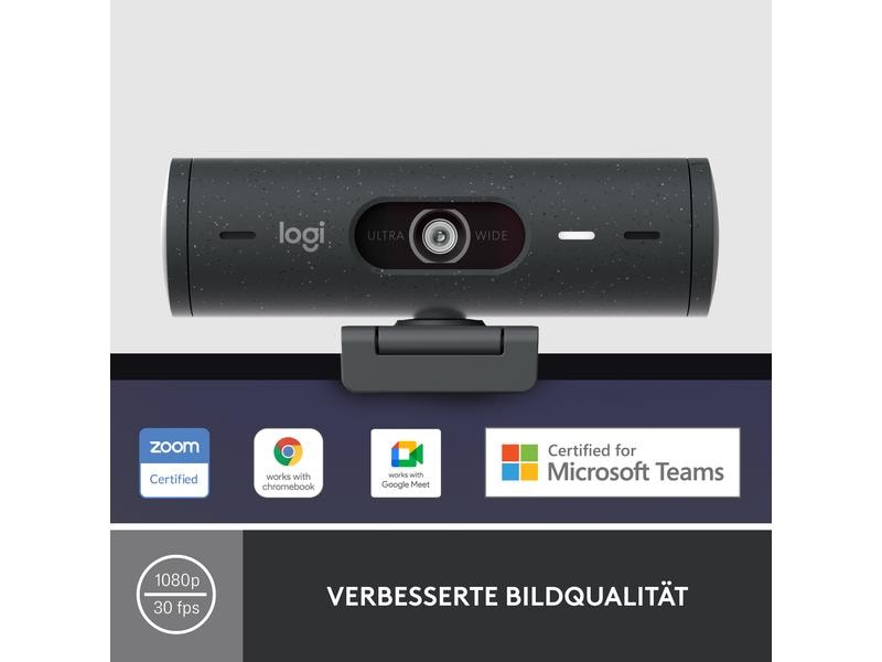 Logitech Webcam Brio 500 Graphite Full HD-Webcam mit RightLight 4 und HDR
