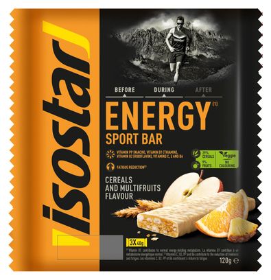 Barres énergétiques Isostar Energy Sport Bar Céréales & Multi-fruits - 3x40g