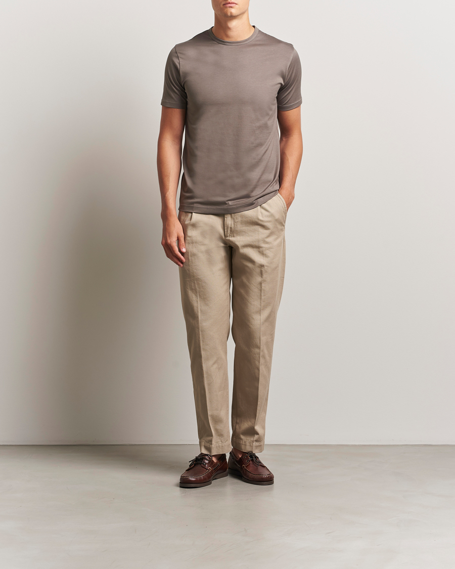 Sunspel Crew Neck Q82 Cotton T-Shirt Walnut