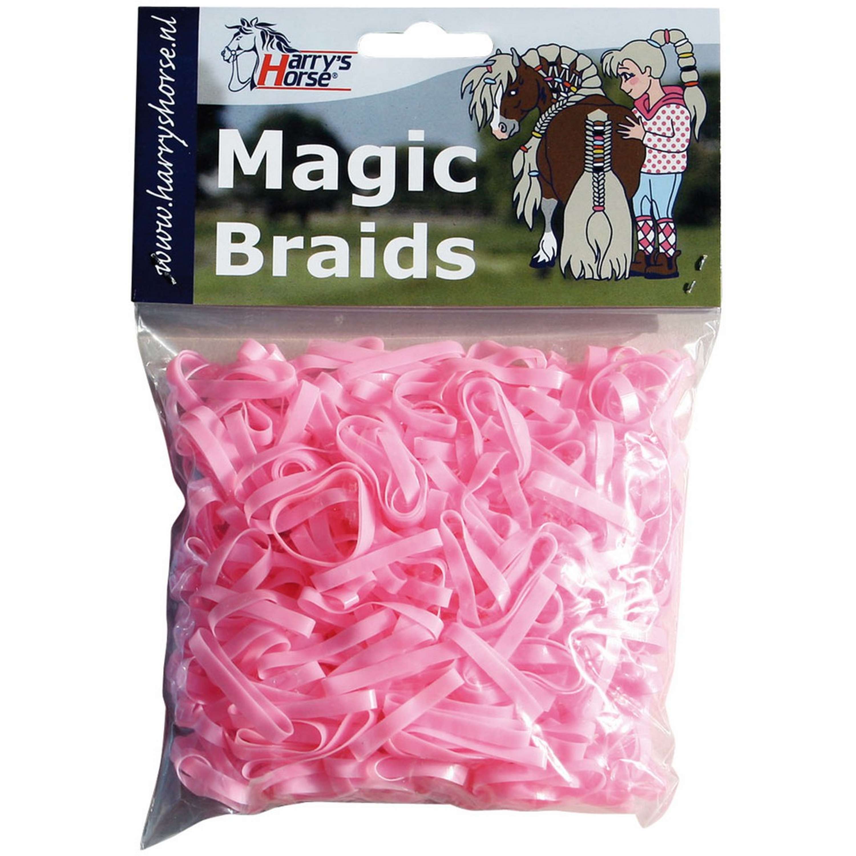 Harry's Horse Haarelastiekjes Magic Braids Zakje Roze