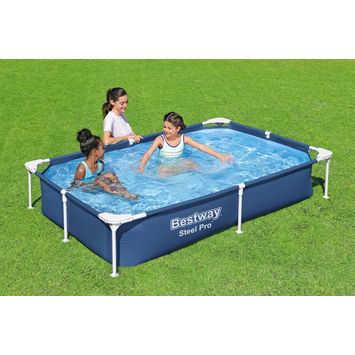 Bestway zwembad rechthoek Steel Pro blauw 221 x 150 x 43 cm