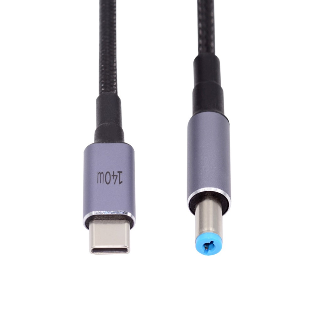 (140W / 1.8m) Lenovo / Asus / Toshiba Notebook USB C auf Hohlstecker Power Delivery Ladekabel (5.5x2.1mm) - Schwarz