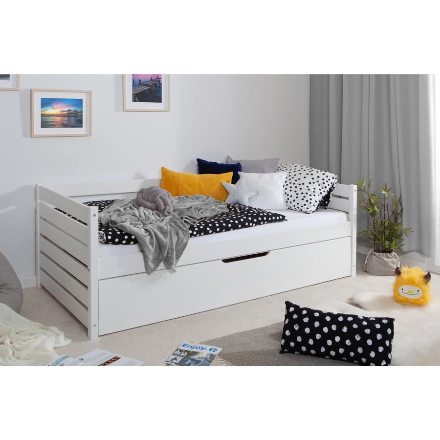 TICAA Sofabett Naomi inkl. Ausziehbett, 120x200, Weiß Weiß