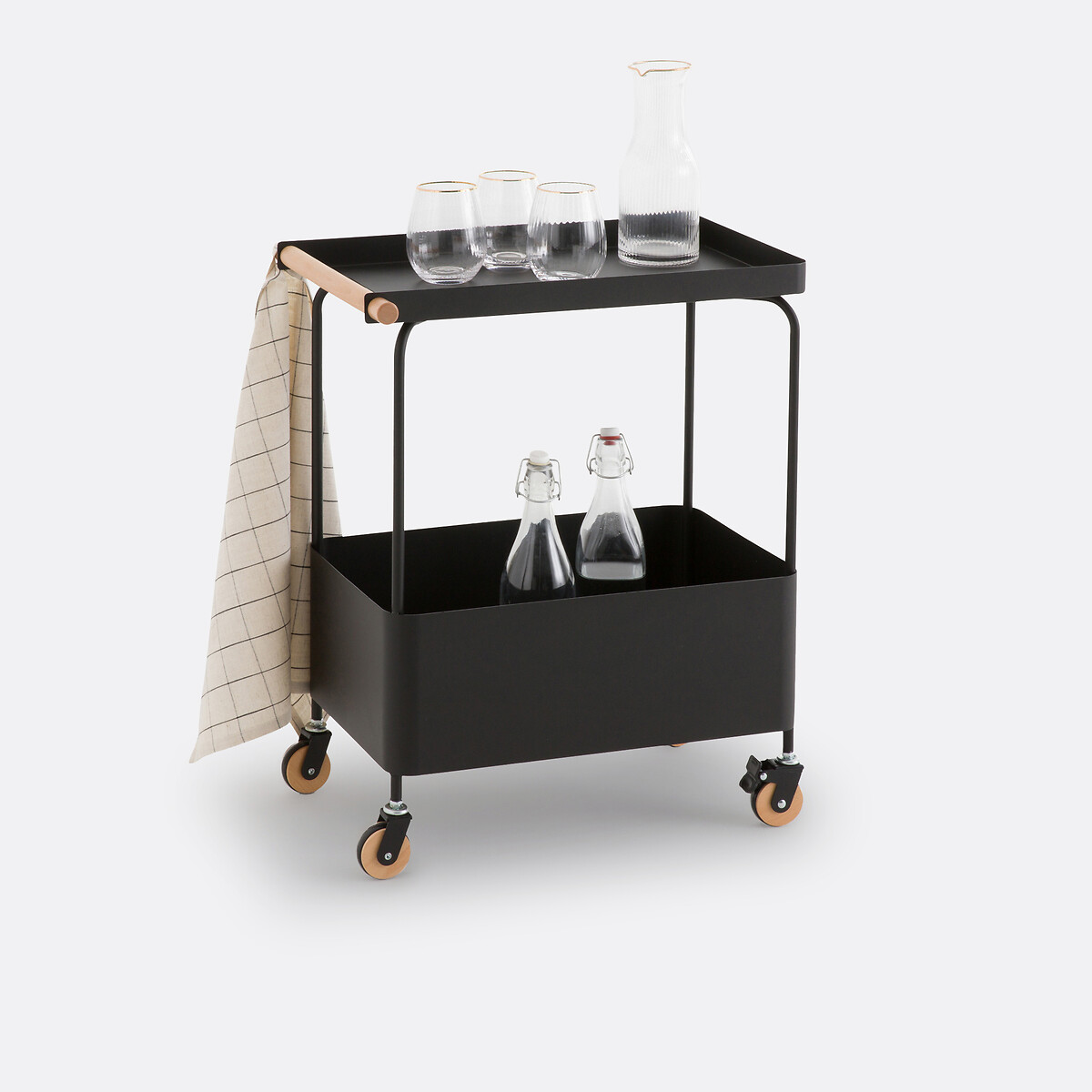SO'HOME<br>Estante de armazenamento com rodas, em aço preto, Elkim