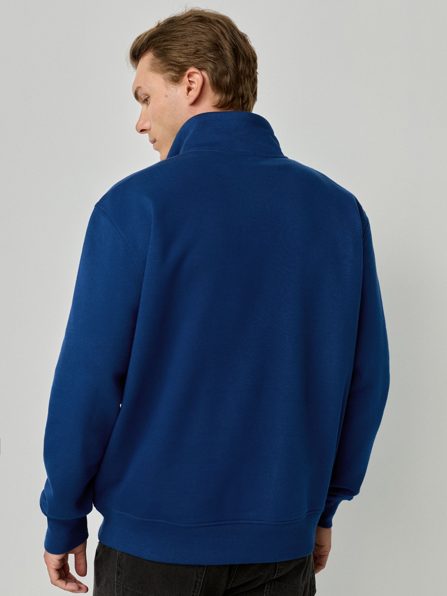 Inktblauw - Kwartrits - Sweatshirt van jersey met hoog katoengehalte