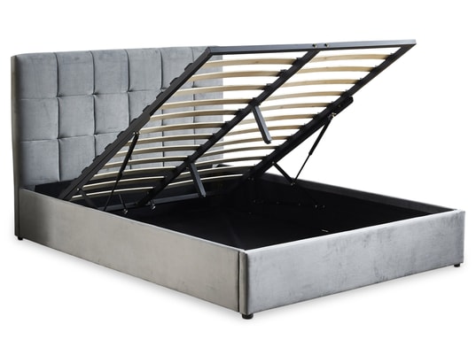 MENZZO - Lit avec rangement Lit double luftani avec sommier relevable 180x200cm velours...