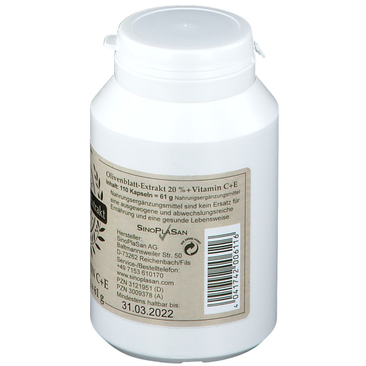 SinoPlaSan Olivenblatt-Extrakt 20% + Vitamin C+E Kapseln