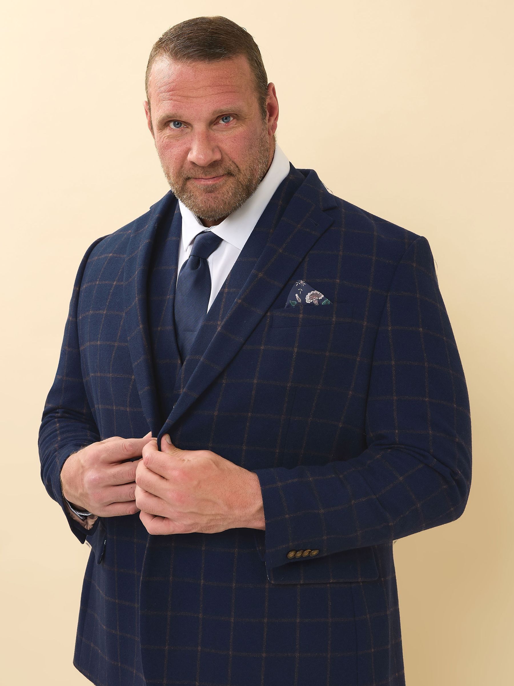 Blauw - BadRhino Big & Tall Tweed Waistcoat