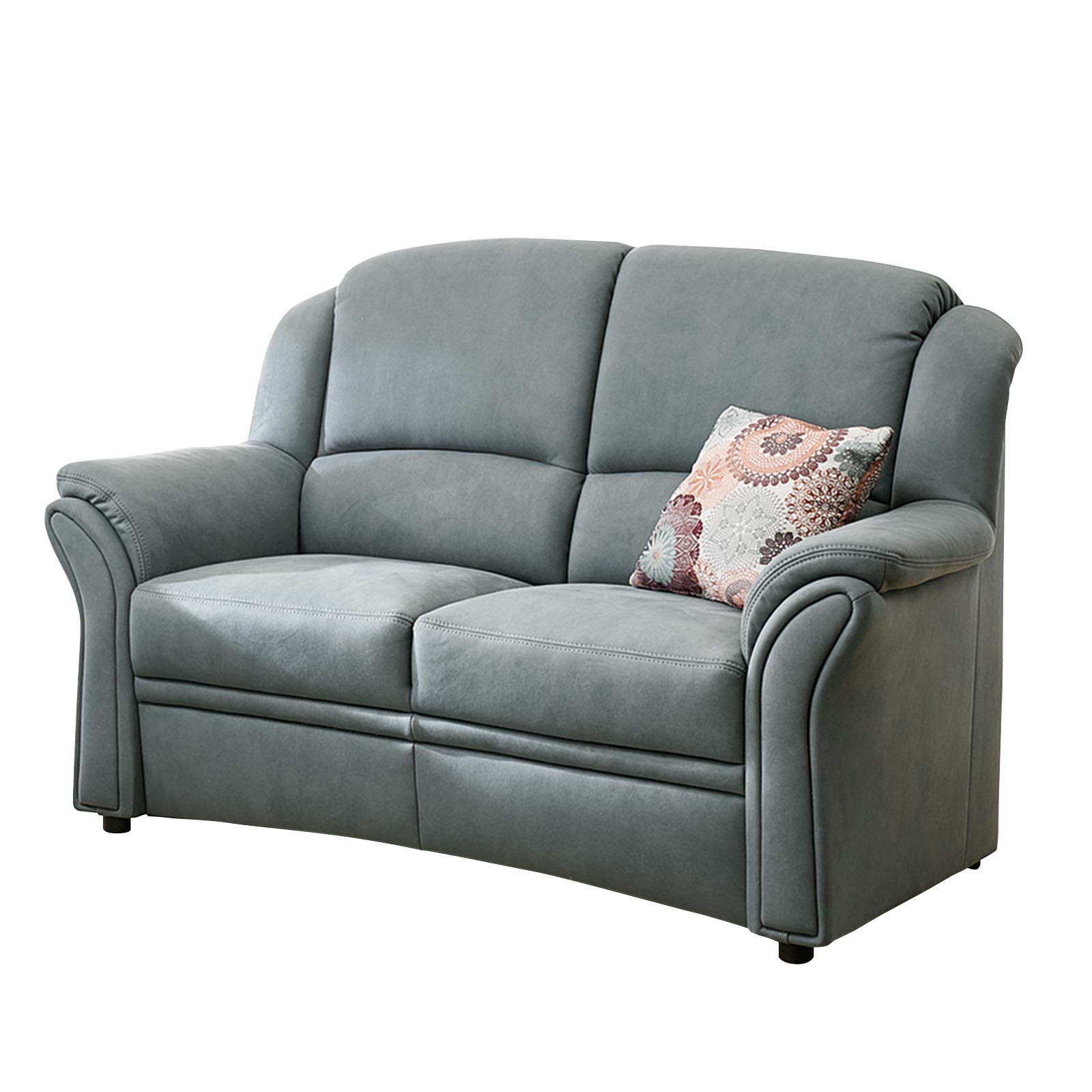 polsterpower 2-Sitzer-Sofa - grau-blau - Microfaser