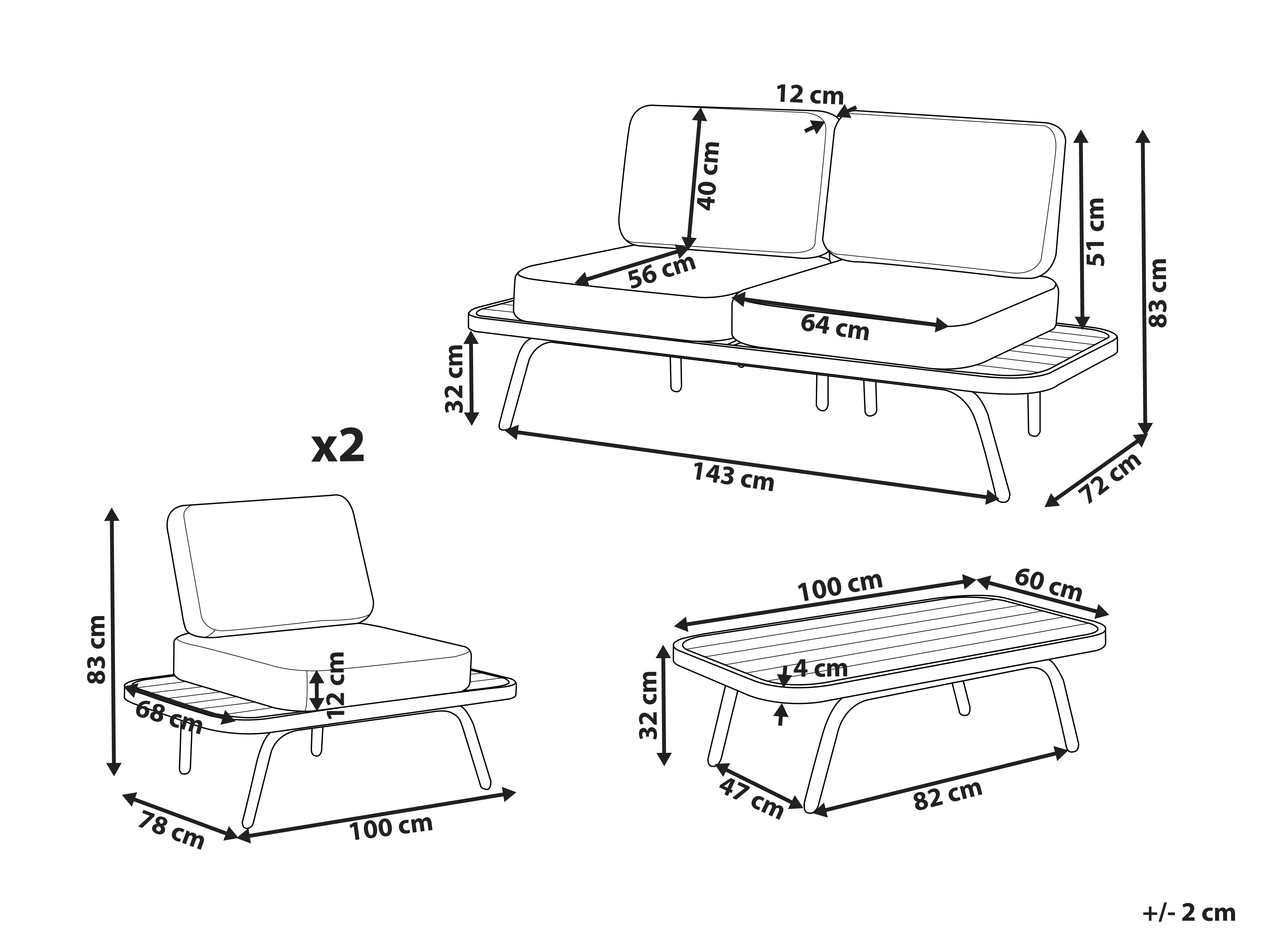 Loungeset met tafel 4-zits MINOZZO Gecertificeerd acaciahout Olijfgroen