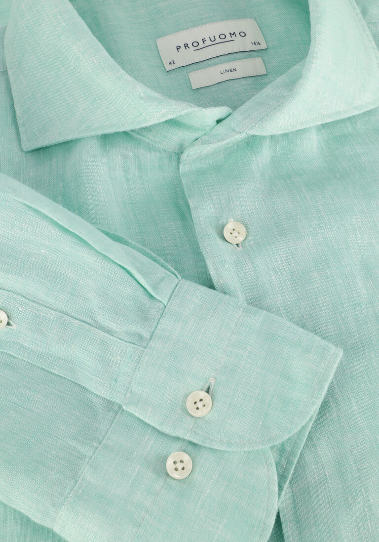mint profuomo casual overhemd shirt x-cutaway sc linnen