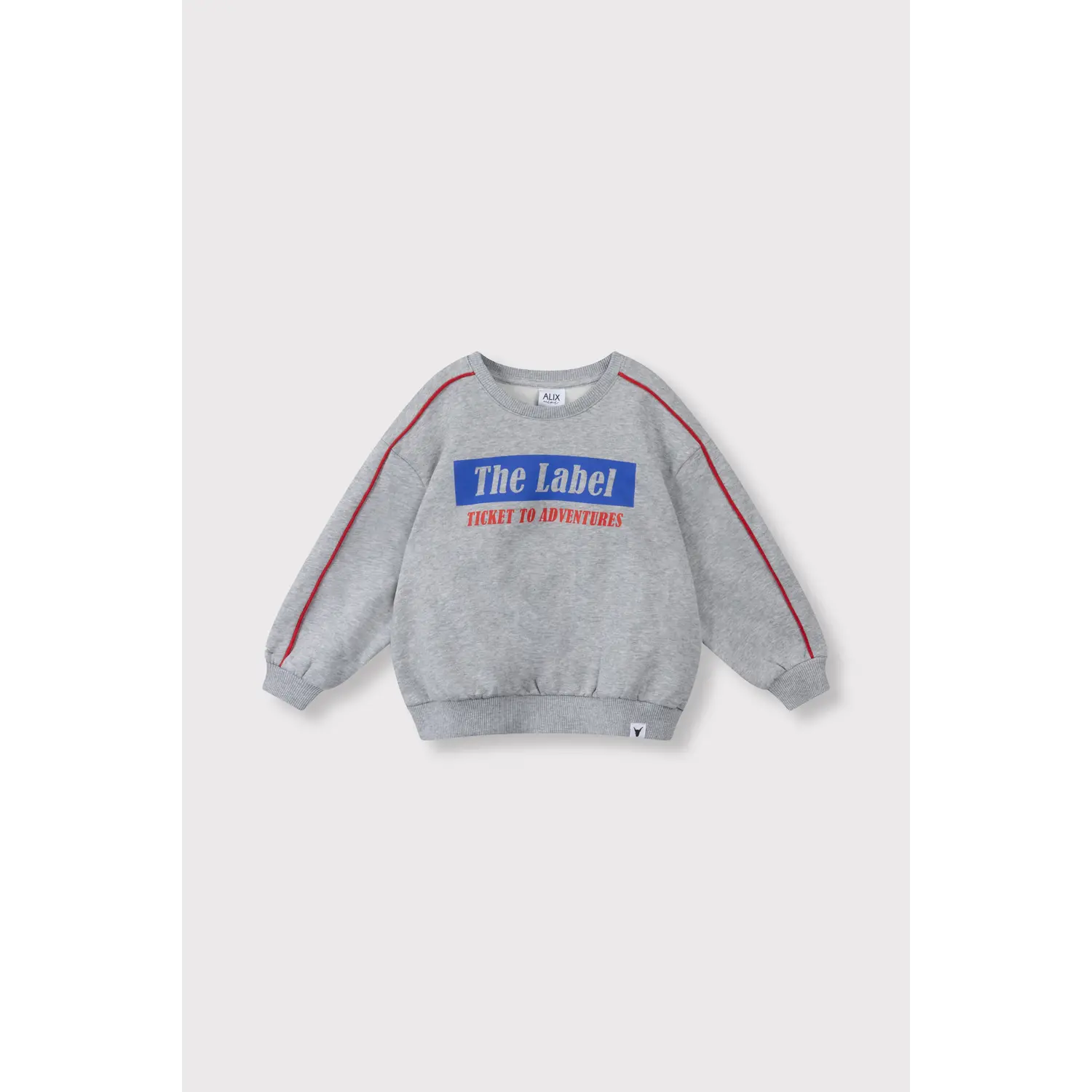 ALIX The Label | Kids Knitted Text Print Sweater | Soft Grey Melange