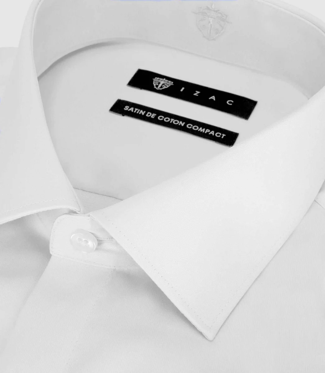 Chemise slim en satin de coton blanc SAMIXSLIM