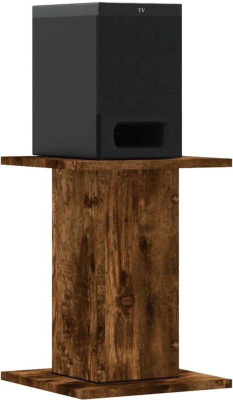 vidaXL Speakerstandaards - 2 Stuks - Bewerkt Hout - Gerookt Eiken