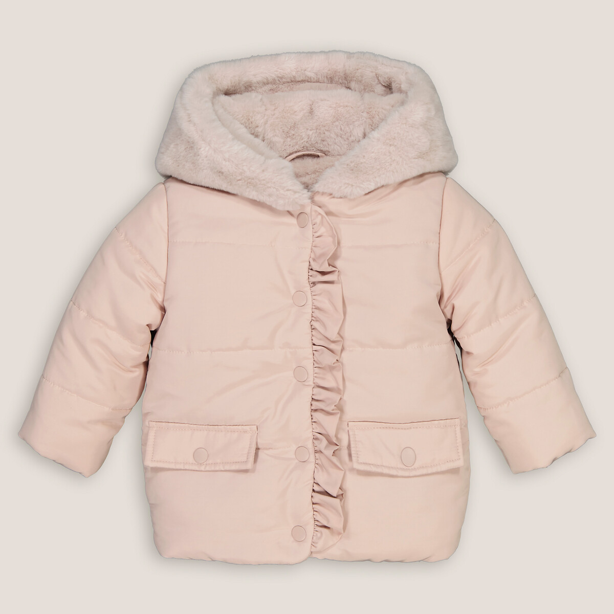 COLEÇÕES LA REDOUTE<br>Jaqueta comprida e quente com capuz, feita de plumas.