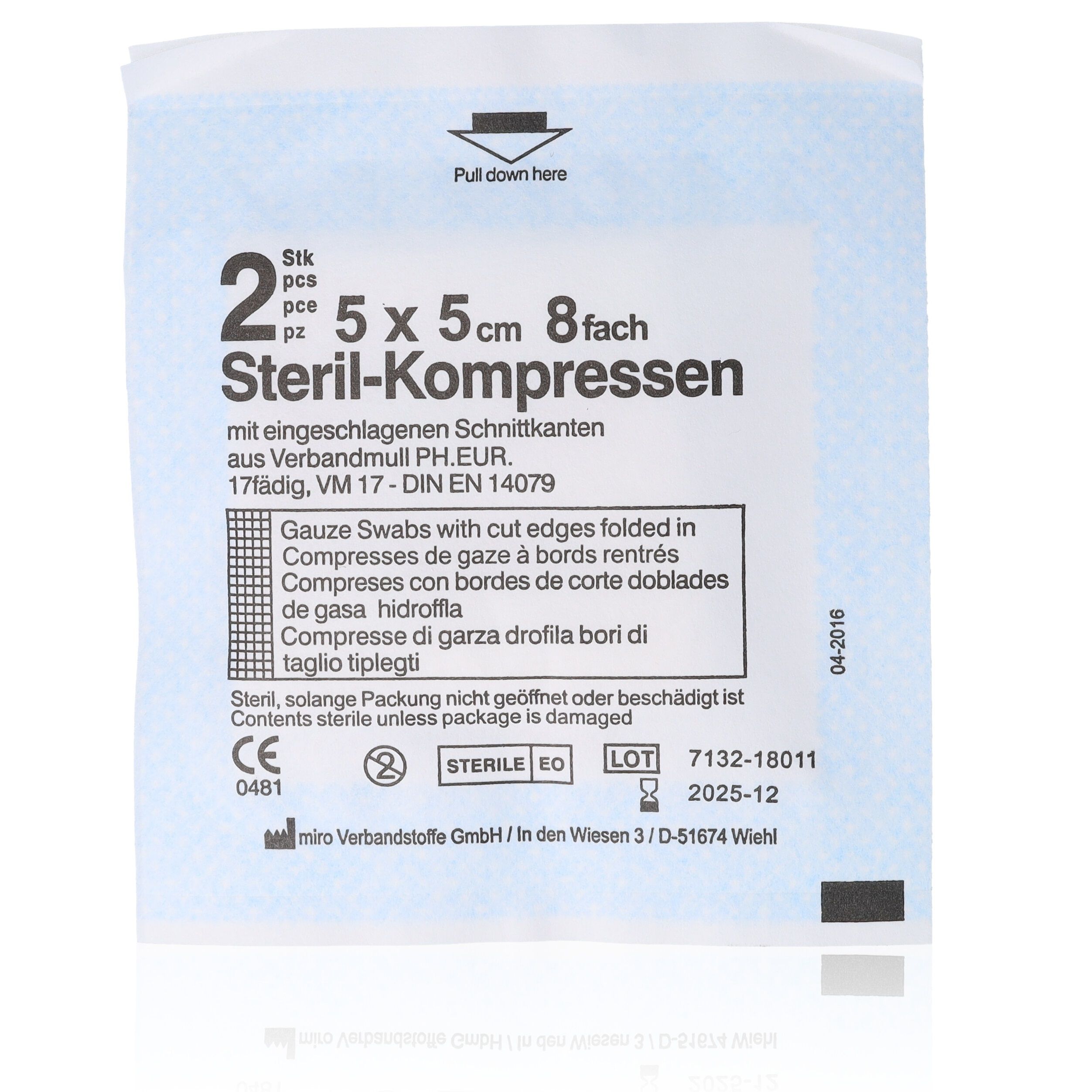 Horn Medical 25 x 2 sterile, weiße Mull-Kompressen 5 x 5cm