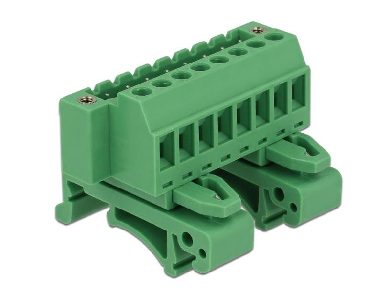 Delock Hutschiene/DIN Rail Terminalblock 8Pin Delock Terminalblock Set für Hutschienen 8 Pin mit Schraubverriegelung