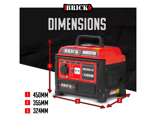 Groupe électrogène inverter max 1100W - 1 prise - Brick