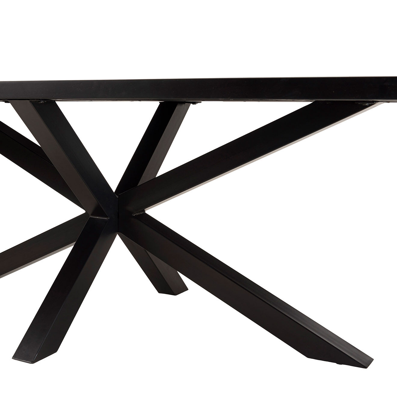 Macabane Table à manger plateau effet pierre Basile noire - 220x110x76 cm