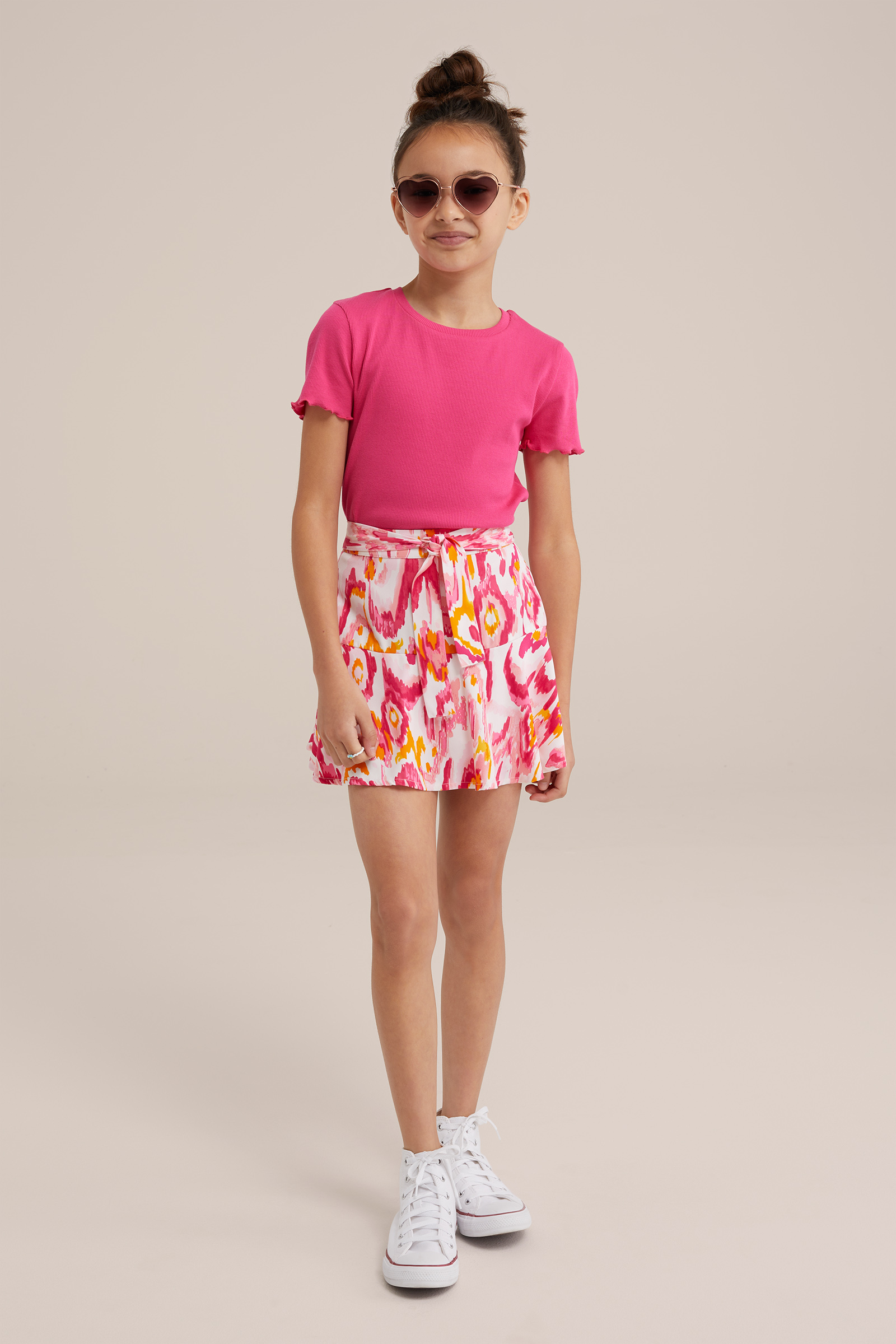 Meisjes skort met dessin WE Fashion Felroze