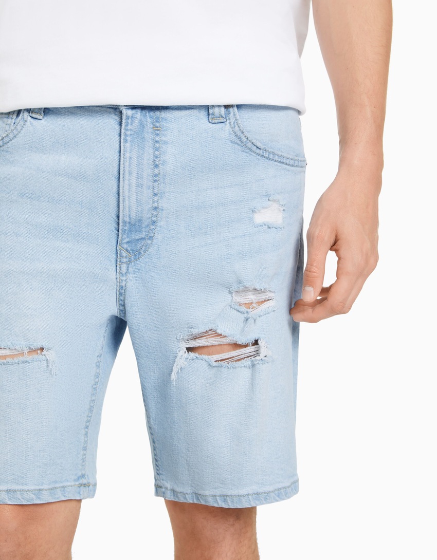 Bermuda jeans rasgada