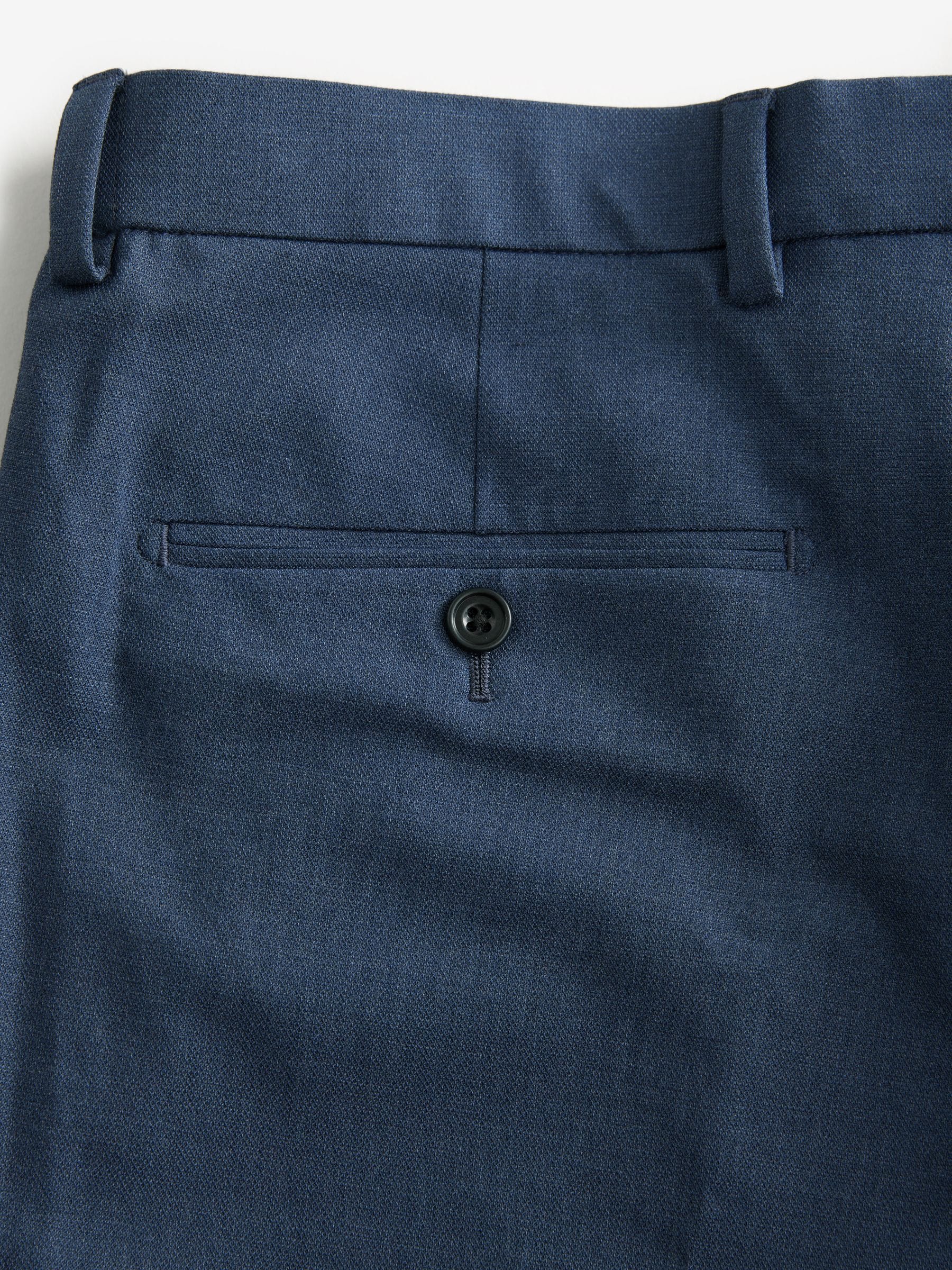 Donkerblauw - Slim Fit - Elasticated Waist Motionflex Stretch Smart Trousers