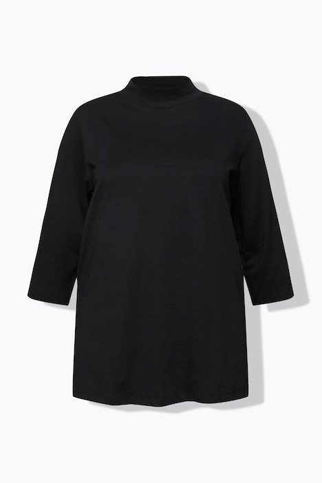 Shirt, A-Linie, Stehkragen, 3/4-Arm, Pima Cotton