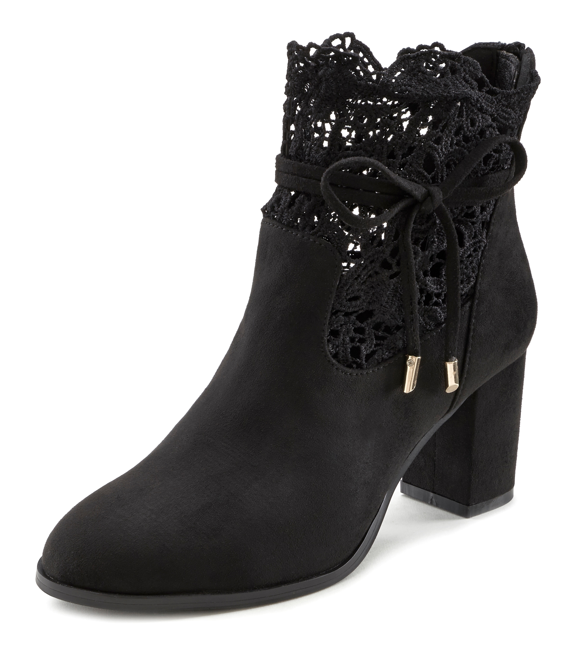 LASCANA High-Heel-Stiefelette  mit modischer Spitze und bequemen Blockabsatz, Ankle Boot, Stiefel