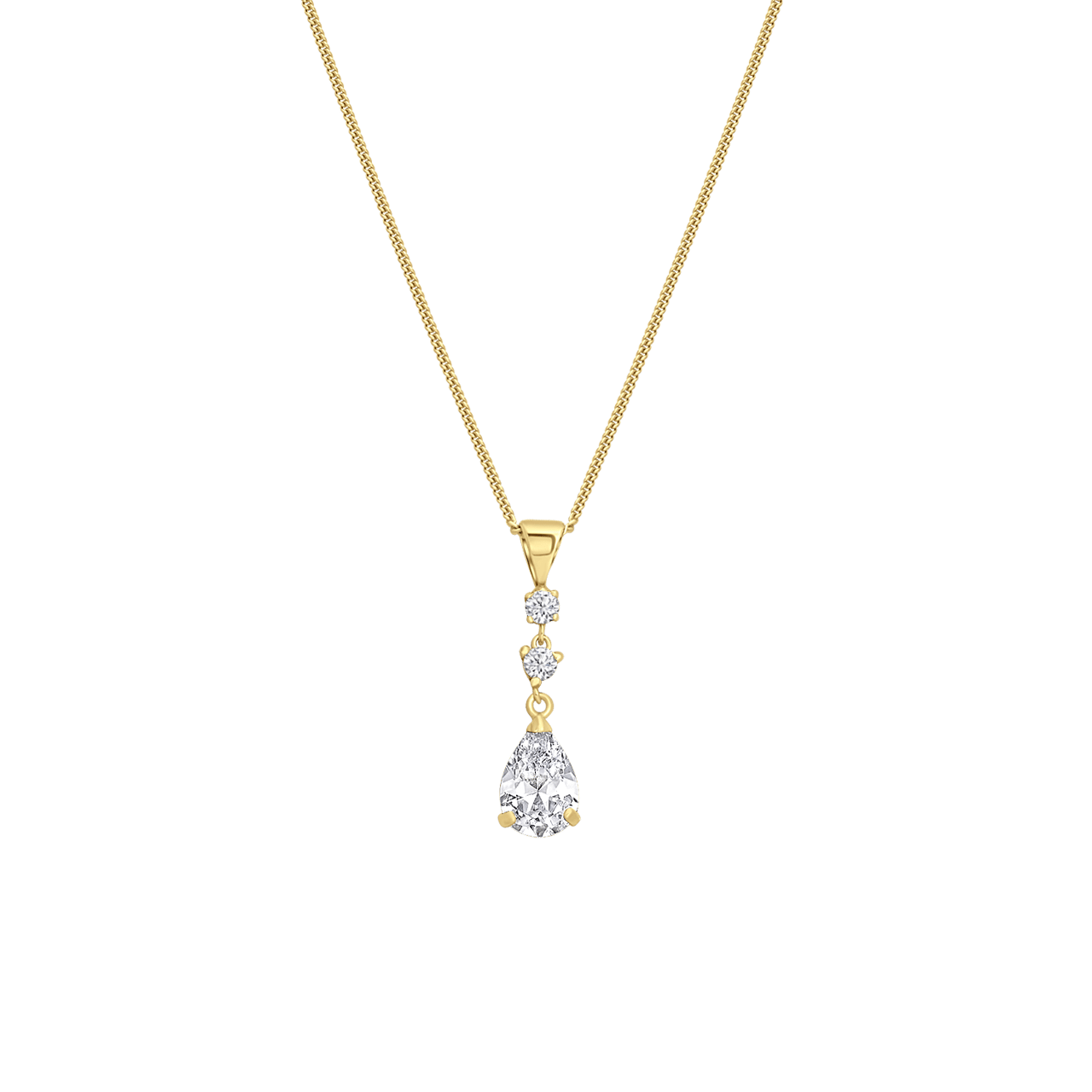Zilveren goldplated ketting & hanger met zirkonia