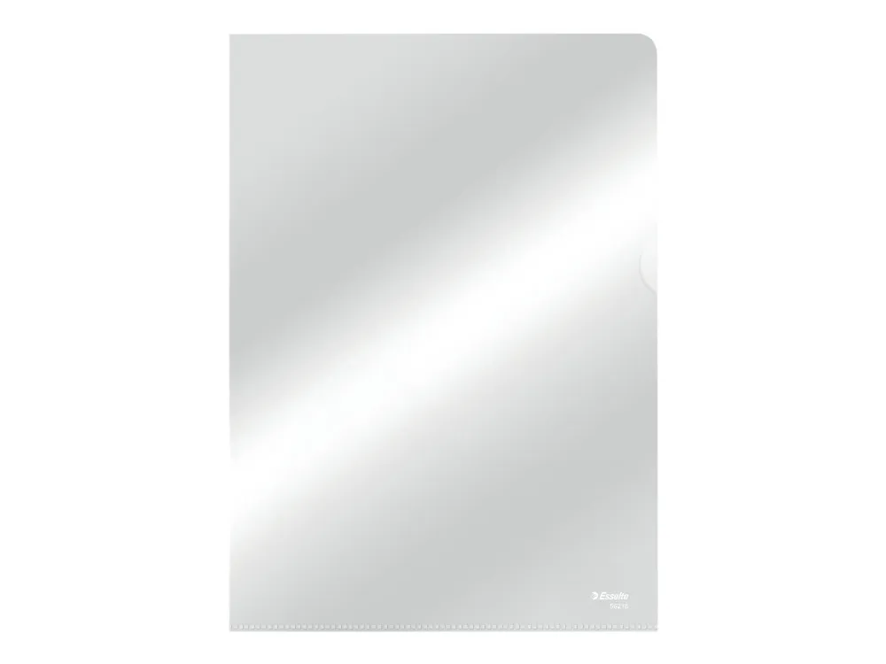 Plastomslag Esselte A4 105my PP glasklar - åben i top og højre side - (100 stk.)