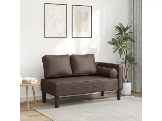 Prolenta Premium - Chaise longue avec coussins marron similicuir