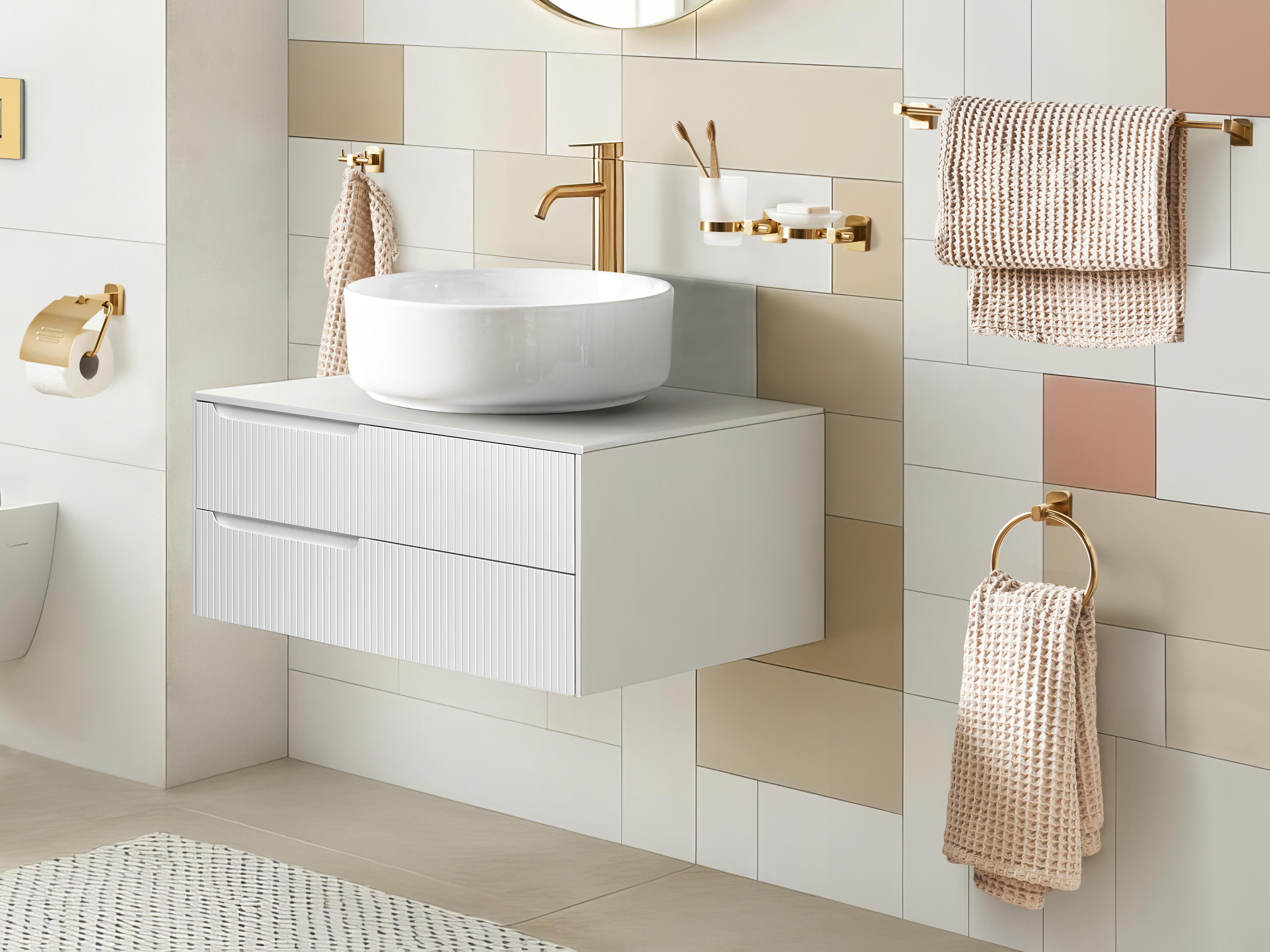 6-delige badkamer hardware set POCONE met handdoekstangen en -haken Goud