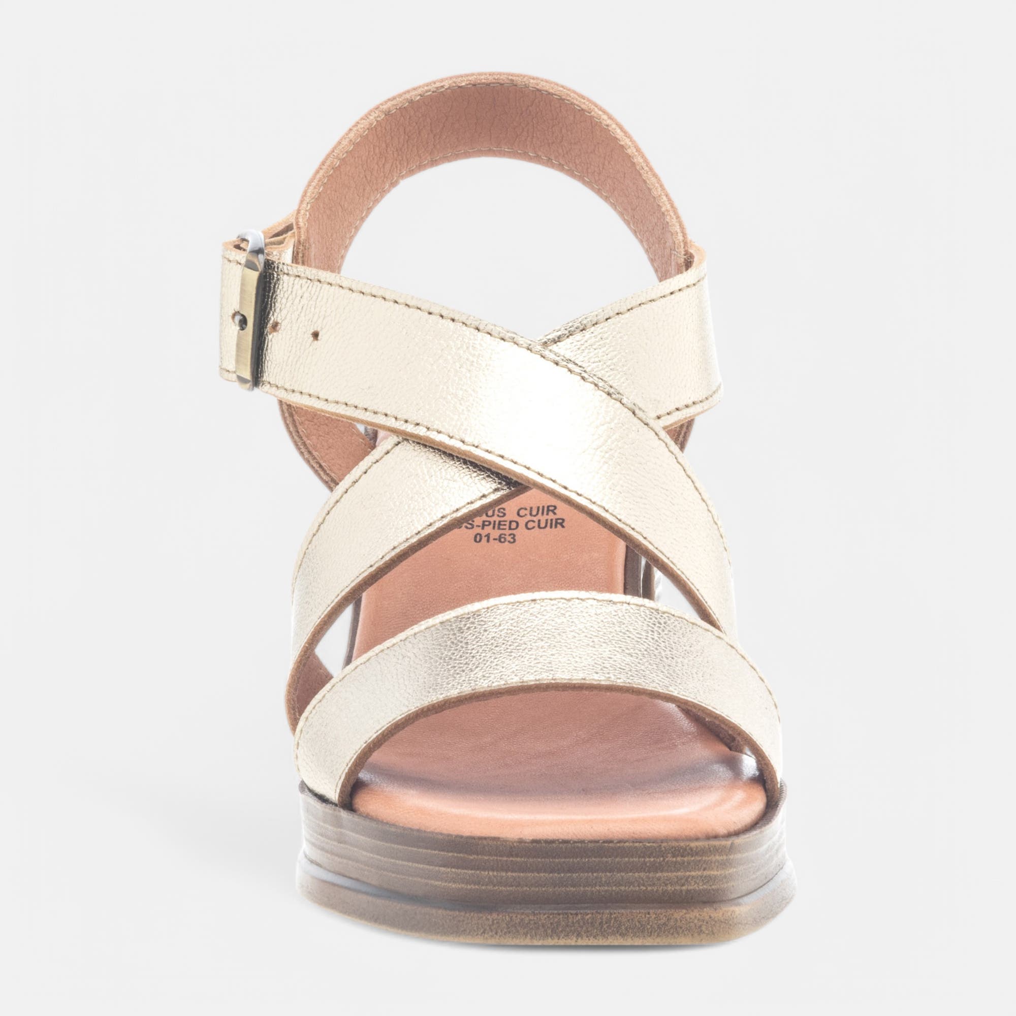 Nu-pieds à talon Femme en cuir or