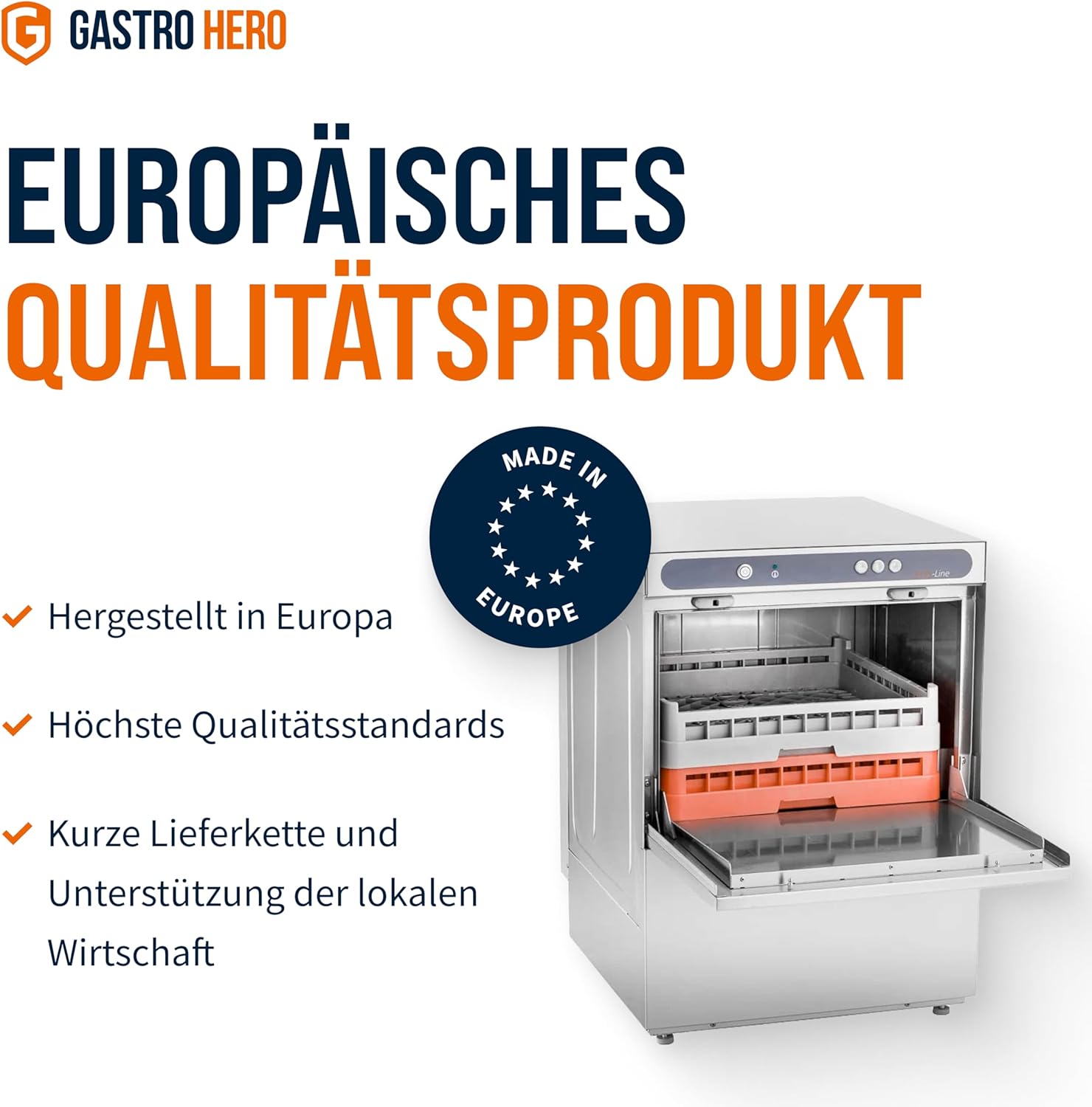 ECOLINE-GLSM50S Gläserspülmaschine I Spülmaschine mit Reiniger- und Klarspüldosierer I Korbmaß 50 cm I Gläserspüler für Gastronomie Gastro