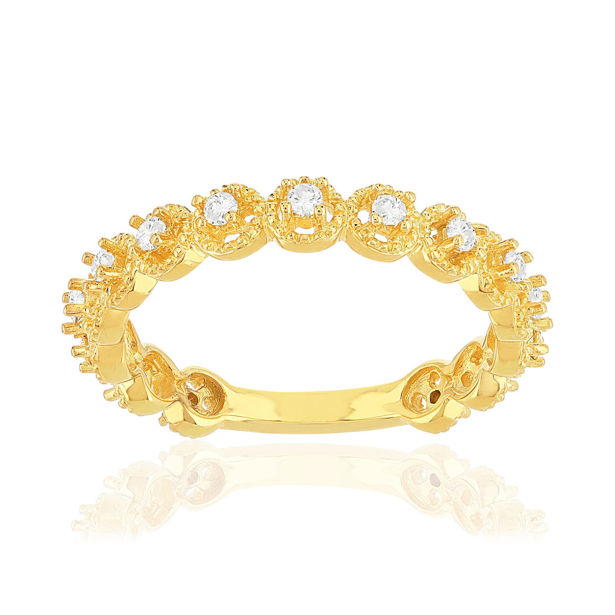 Bague plaqué or jaune zircons