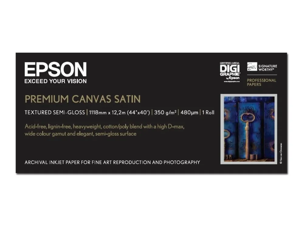 Epson PremierArt Water Resistant Canvas - Skinnende - Rulle (111,8 cm x 12,2 m) - 350 g/m² - 1 rulle(r) papir på lærred - for Stylus Pro 11880, Pro 98XX; SureColor SC-P10000, P20000, P8000, P9000, P9500, T7200