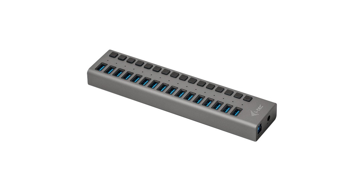 i-tecUSB 3.0 Charging HUB 16 port + Power Adapter usb-hub  (Zwart)