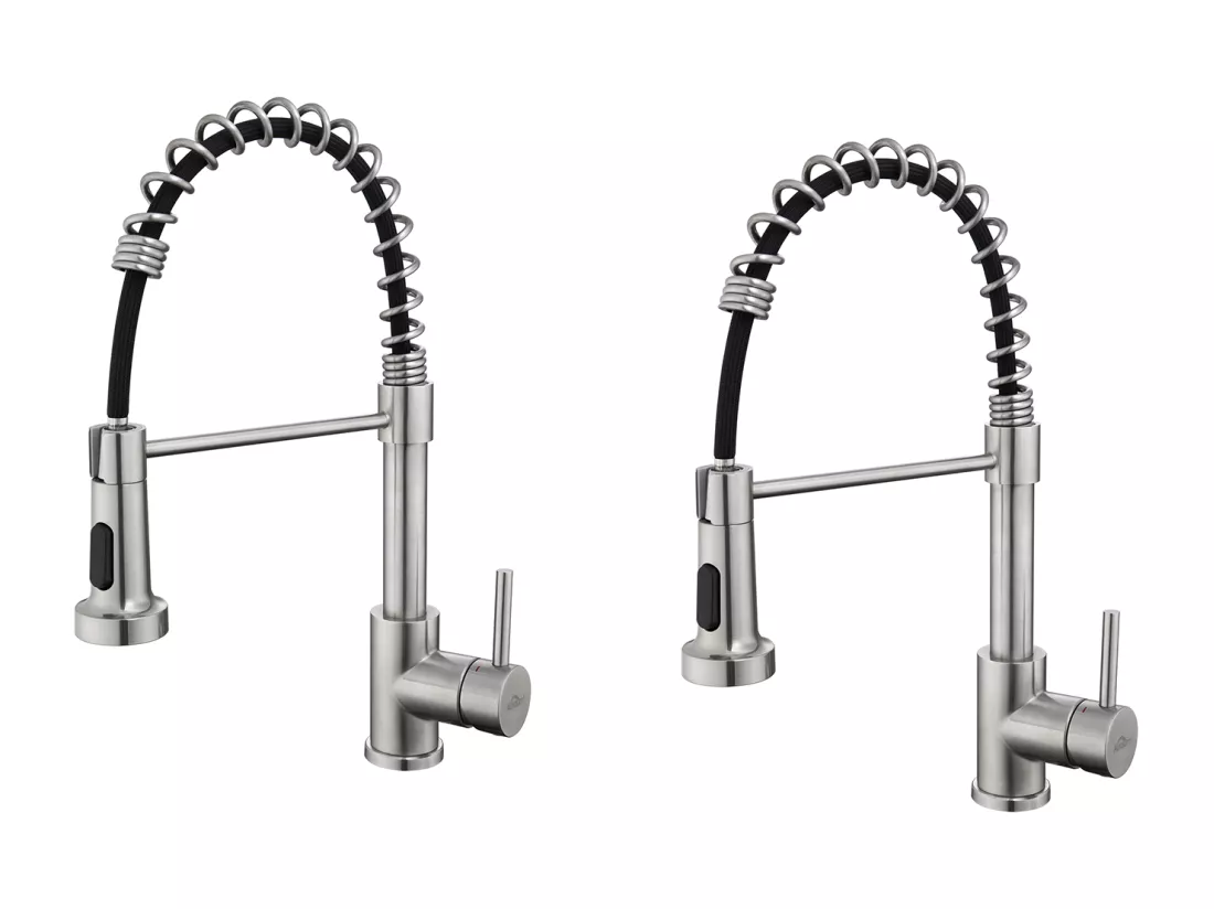 2PCS AURALUM MAX Mitigeur Cuisine à Ressort Spiralé avec 2 Fonctions Douchette Robinet d'évier Rotatif 360° en Inox 304 pour Cuisine, Brossé