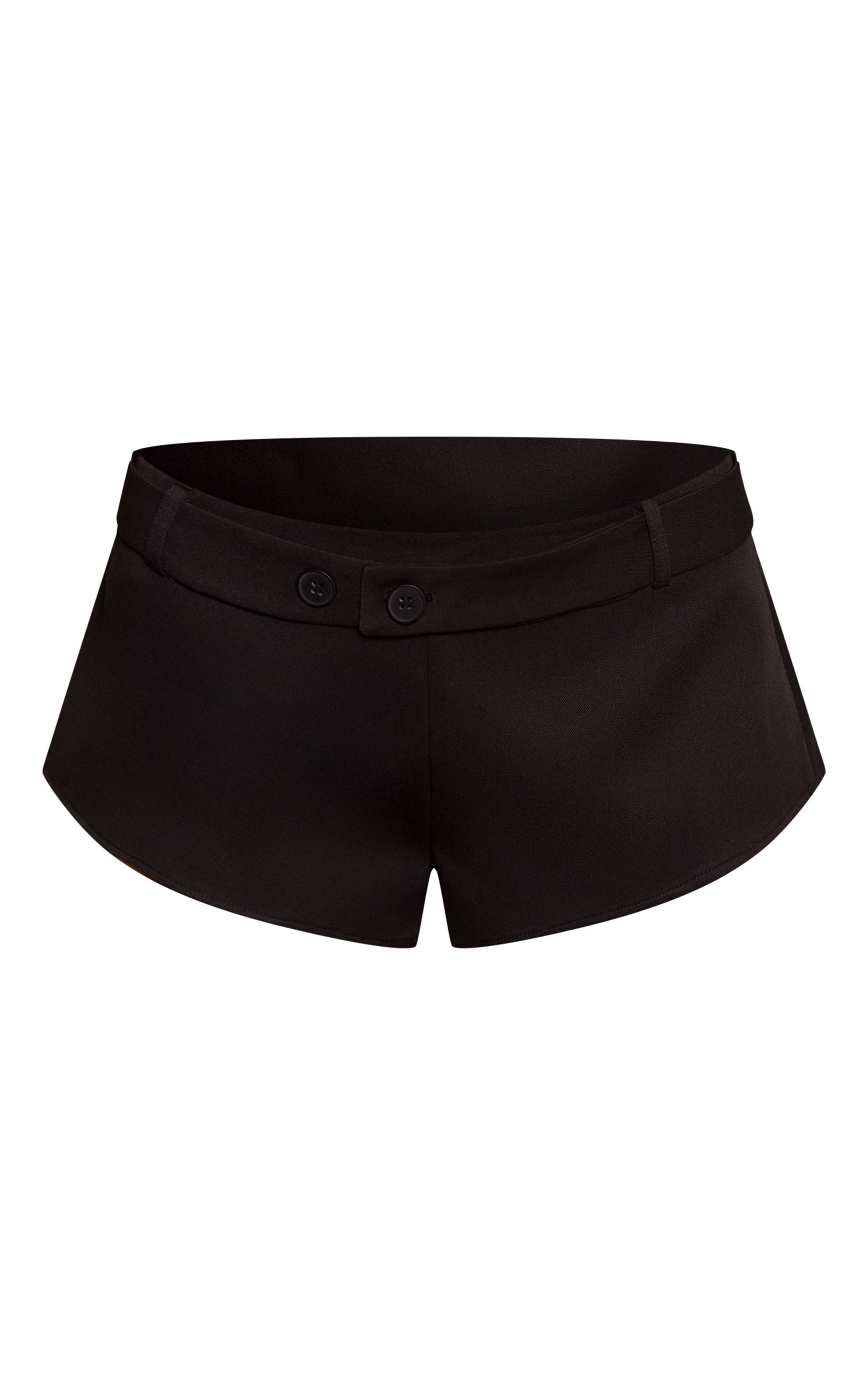 Noir Short Taille Basse À Détail Boutonné