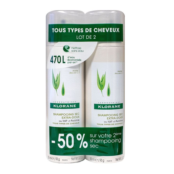 Shampooing sec extra-doux lait d'avoine 2x150ml