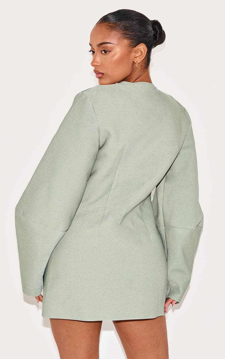 Vert Olive Robe Blazer Cintrée Forme A À Manches Cocon